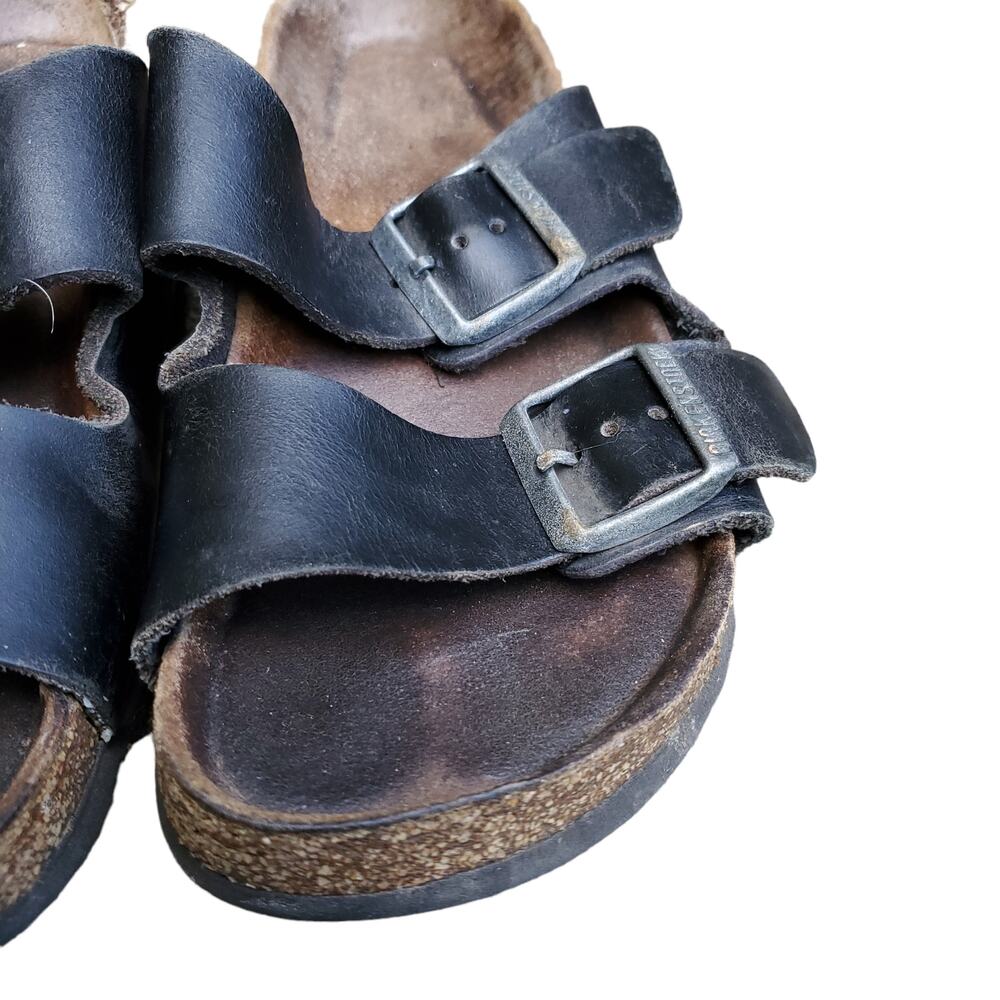 Birkenstock Arizona Sandals Black Leather Well Worn Sz EU 37 - Picture 3 of 10